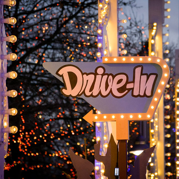 Sign for the ice-rink drive-in – a break from ice skating